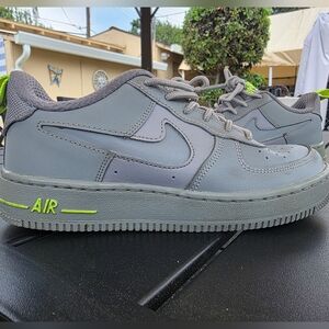 Nike AF-1 Gray with Green Accents     (VGUC) Sneakers Youth Size 5
